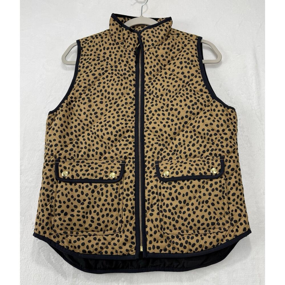 J. Crew Size Medium Leopard Print Puffer Vest Quilted Women’s Size Small